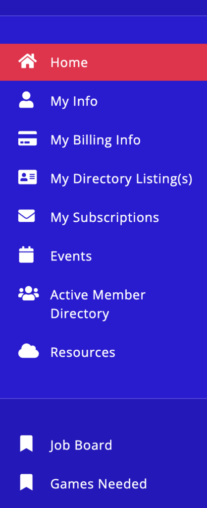Member Hub Menu